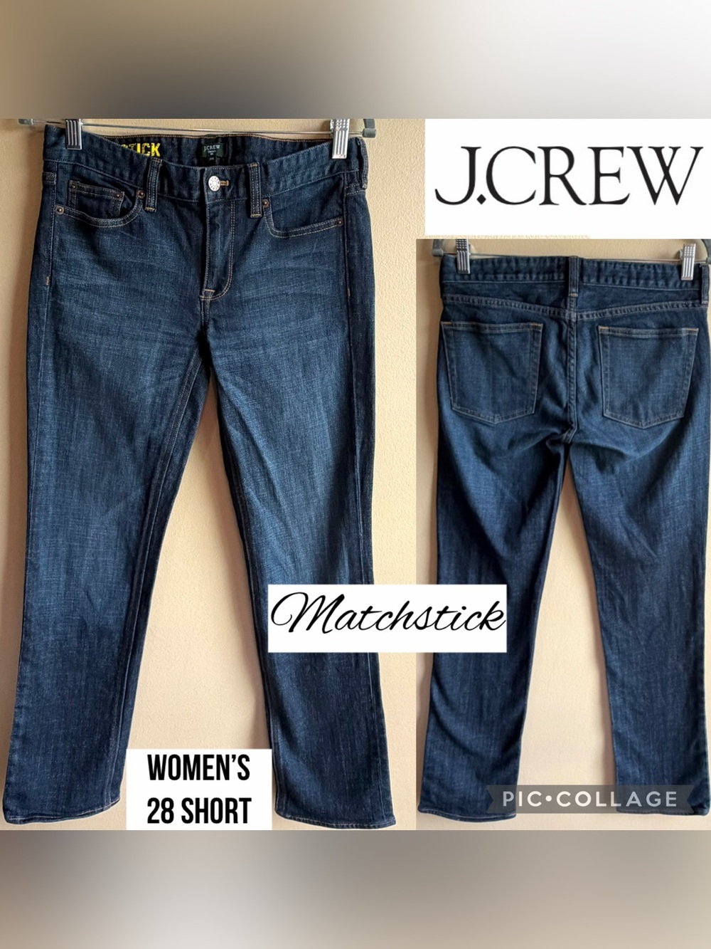 J. CREW Womens Jeans Matchstick Y2K Dark Wash 19023 Denim 30” Inseam Size 28S